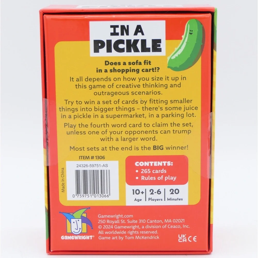Gamewright In A Pickle The What Fits in What Card Game 2-6 Players Age 10+